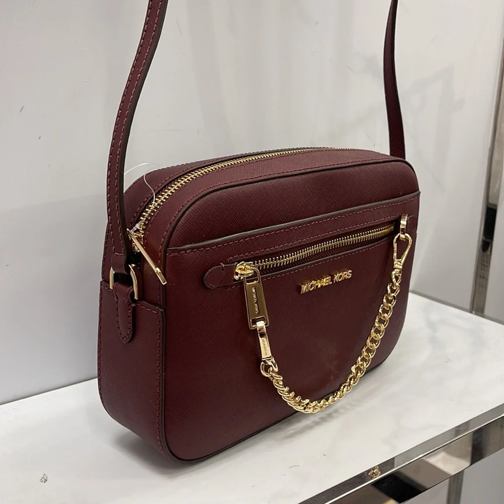 Michael Kors Jet Set Item Large East West Zip Chain Crossbody Bordeaux